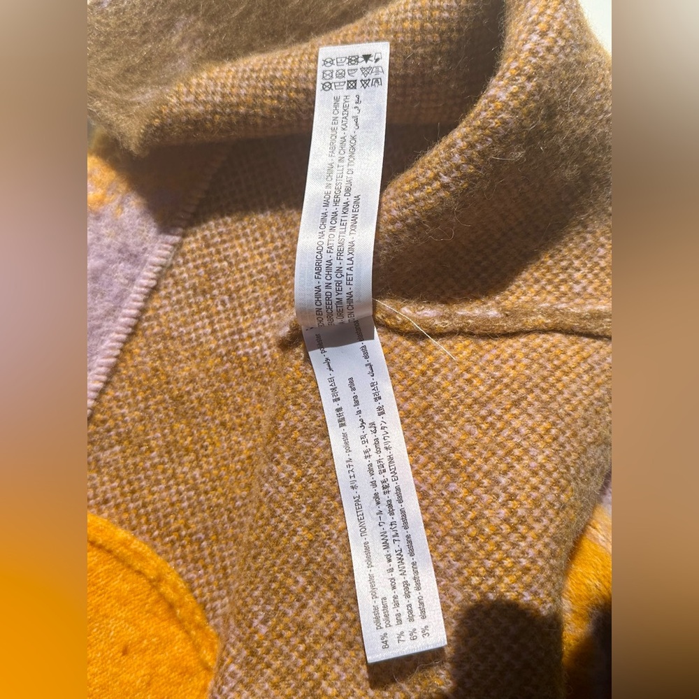 Zara Alpaca Wool blend Colorful Knit Wrap Coat, Long Cardigan, Lilac & Orange, M - Picture 16 of 16